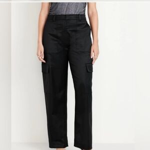 Old Navy Wide Leg SatineShine Women's Black Cargo Pants BLACK 12